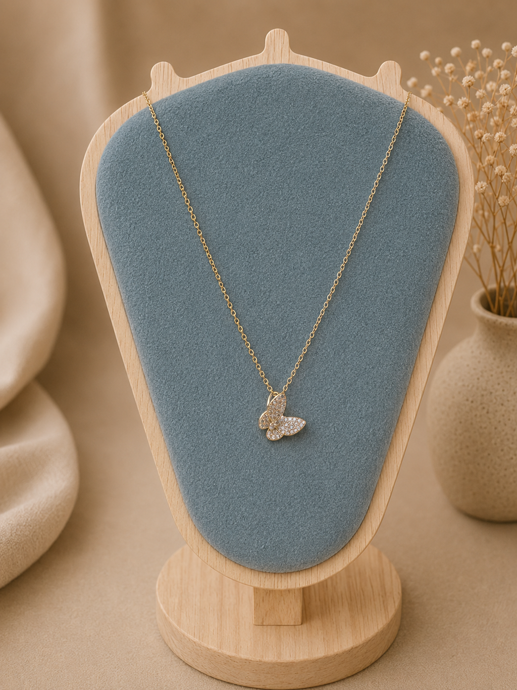 Crystal Pavé Butterfly Pendant Necklace