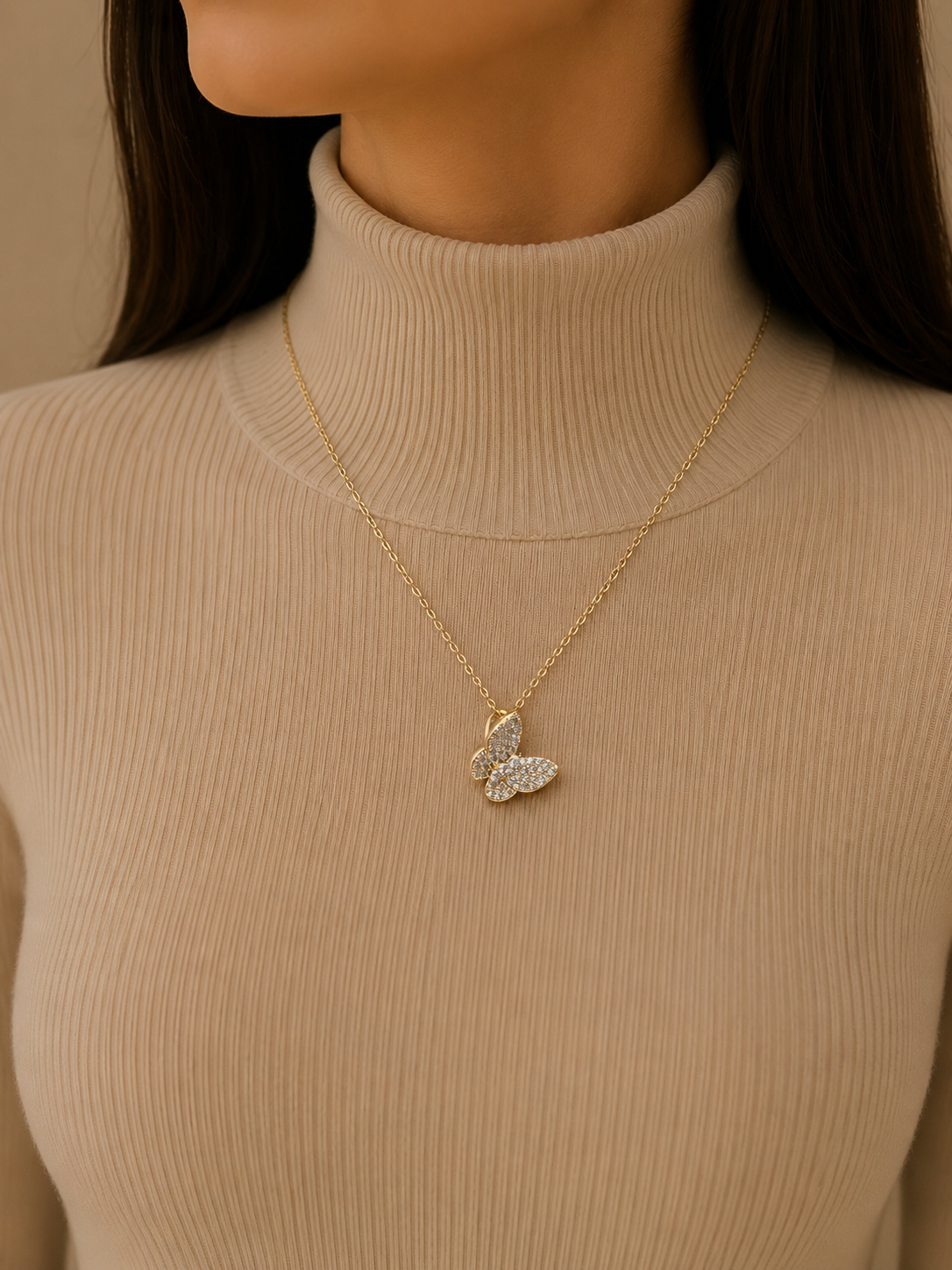 Crystal Pavé Butterfly Pendant Necklace