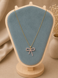 Pink Crystal Bow Pendant Necklace