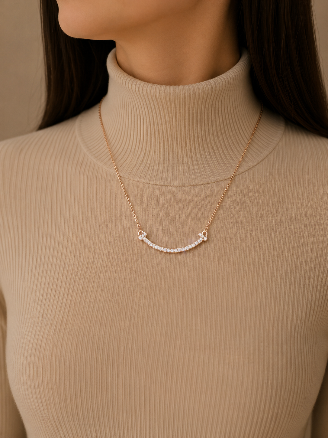 Crystal Smile Bar Necklace