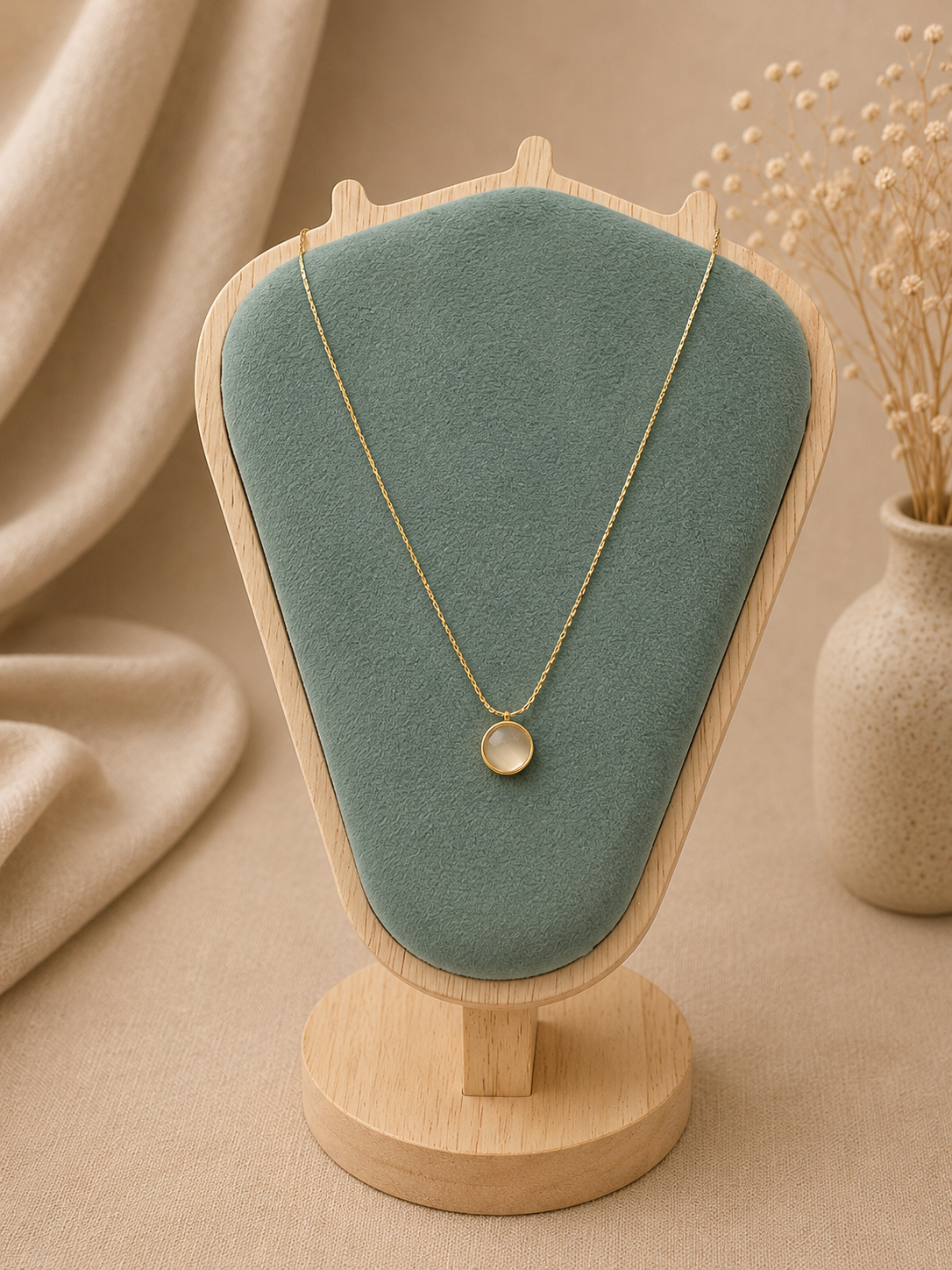 Moonstone Circle Pendant Necklace