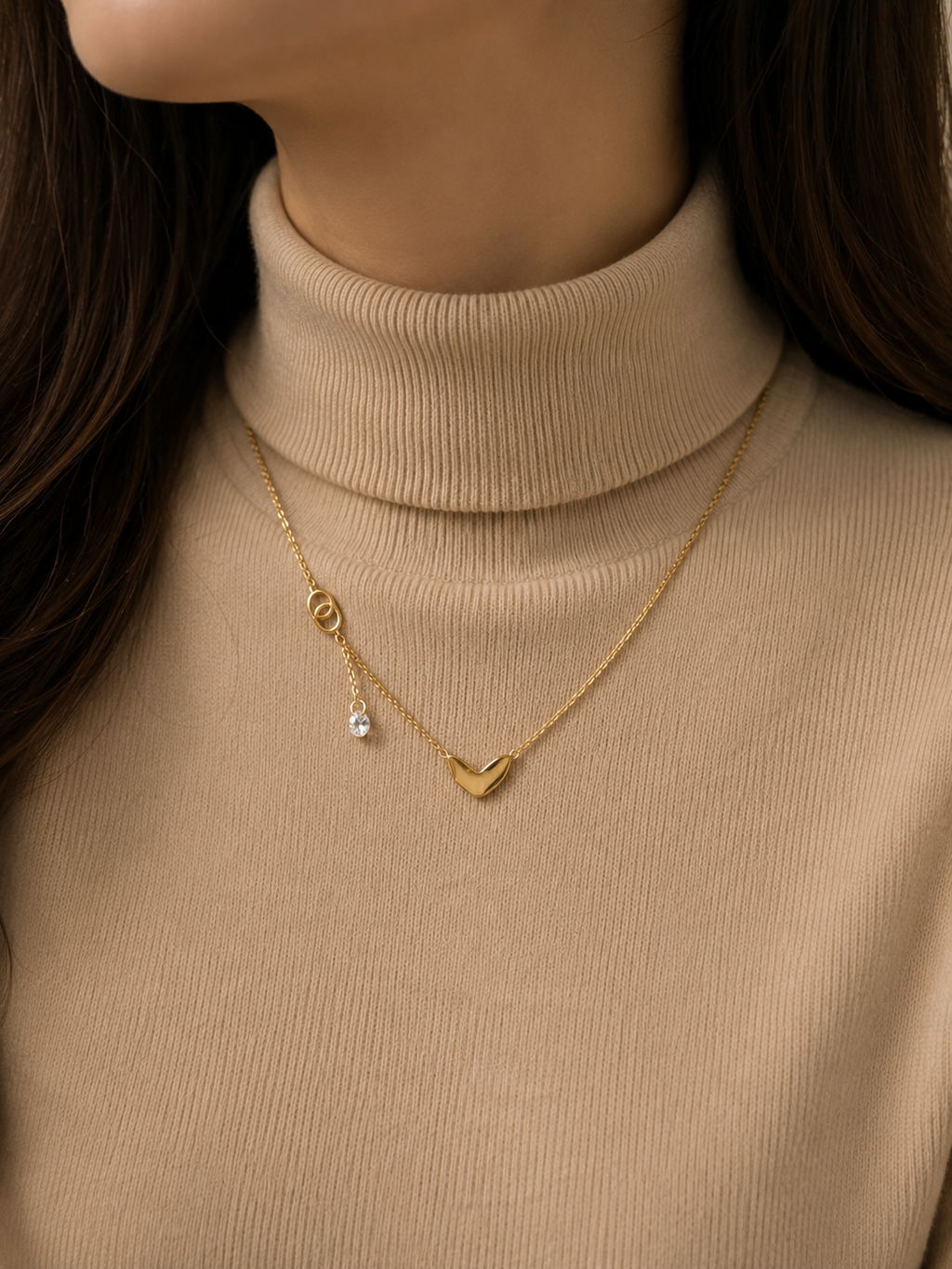 Minimalist Gold V-Pendant Drop Necklace