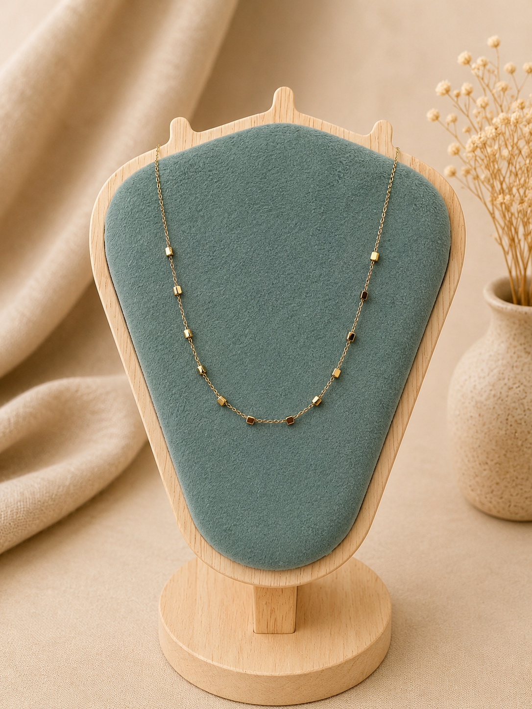 Gold Cube Station Necklace