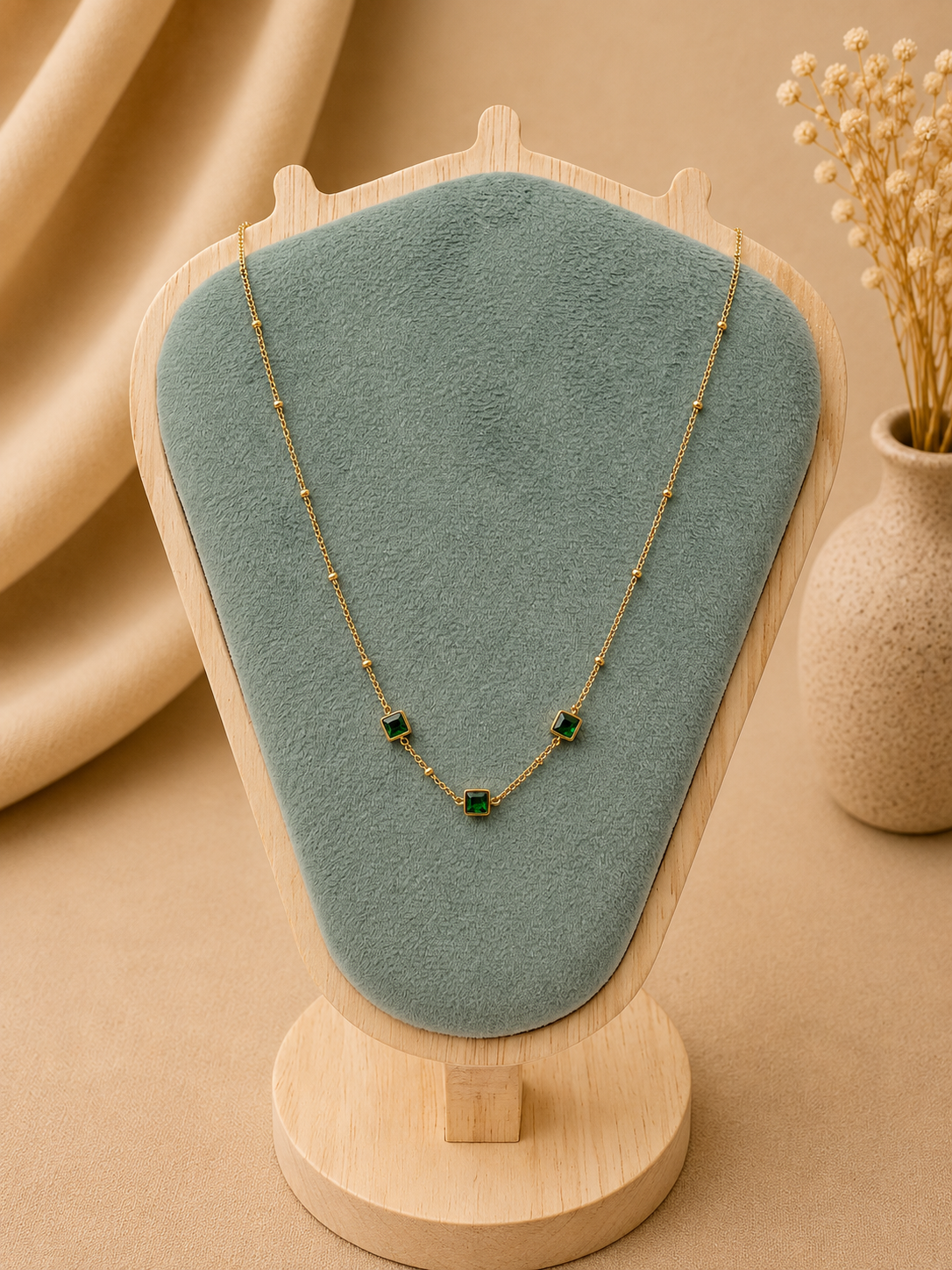 Emerald Square Station Necklace