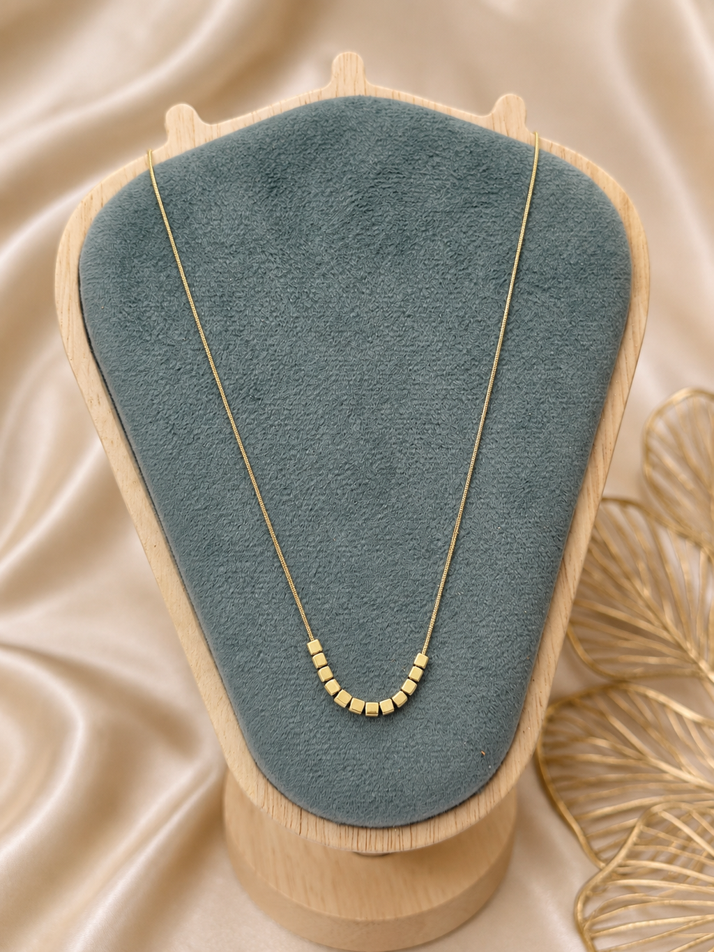 Gold Cube Bead Necklace