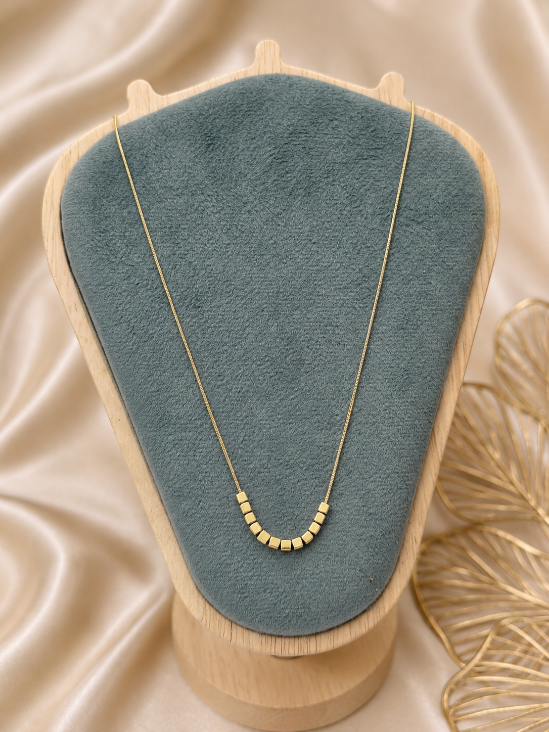 Gold Cube Bead Necklace