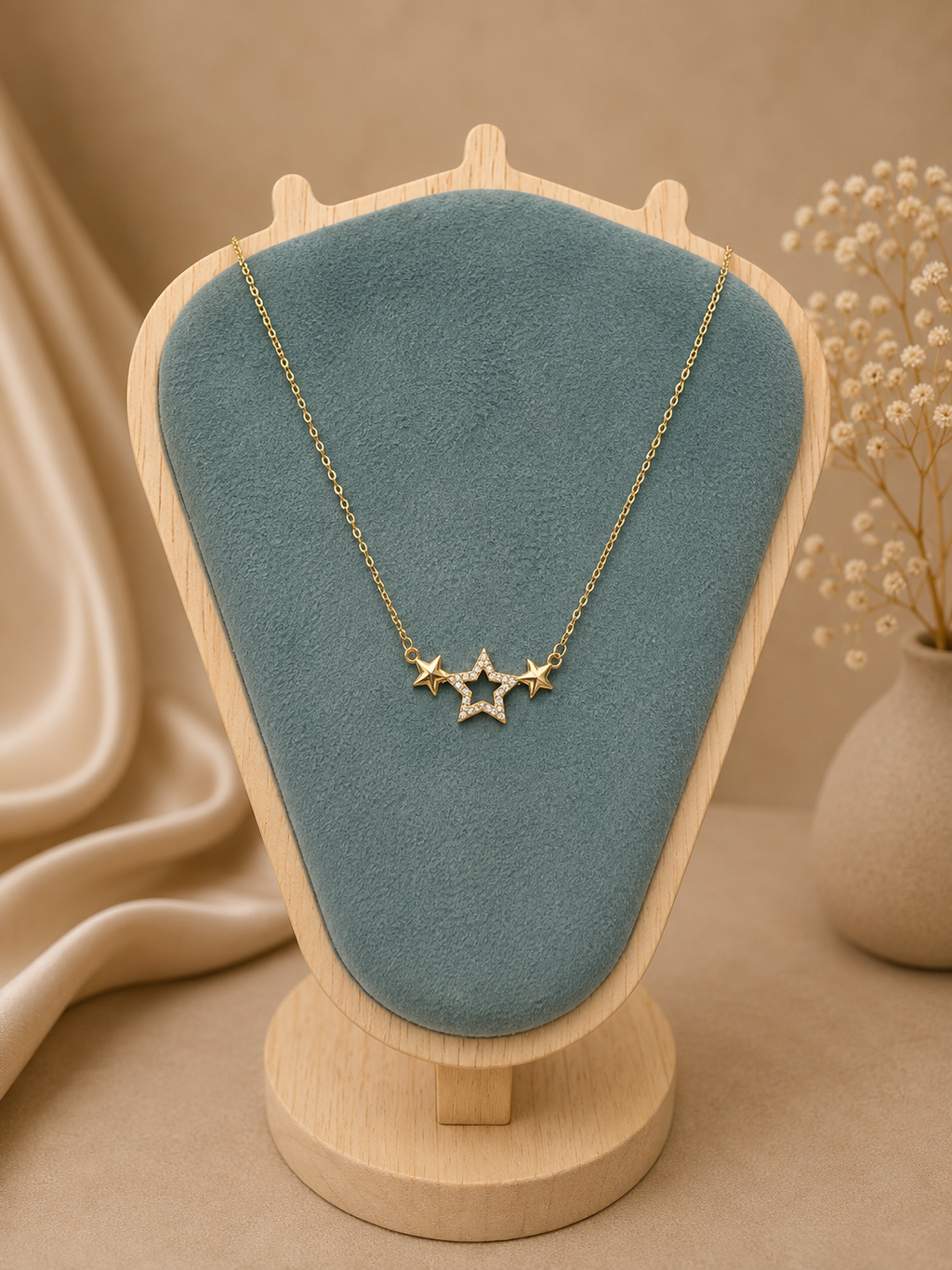 Triple Star Pavé Necklace