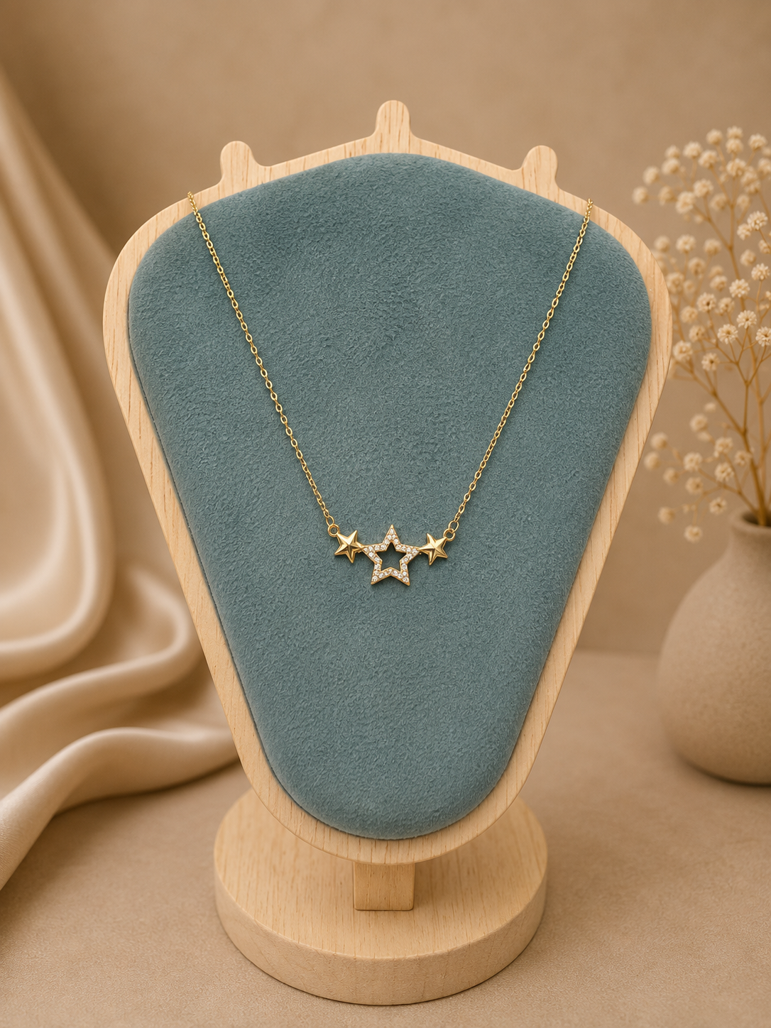 Triple Star Pavé Necklace