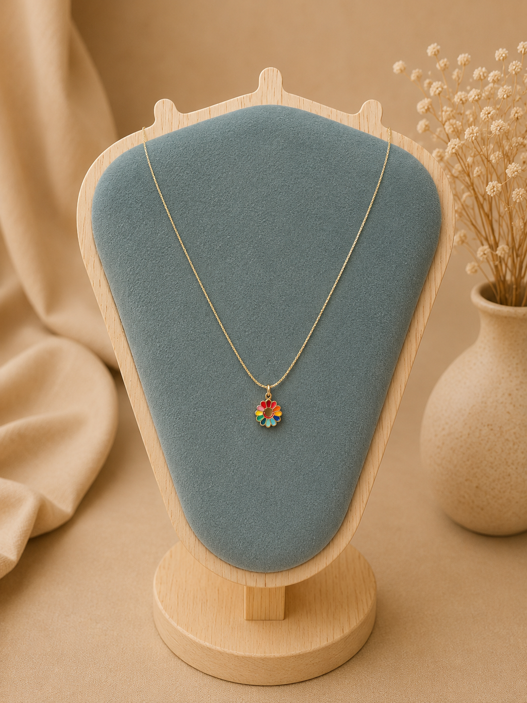 Rainbow Daisy Pendant Necklace