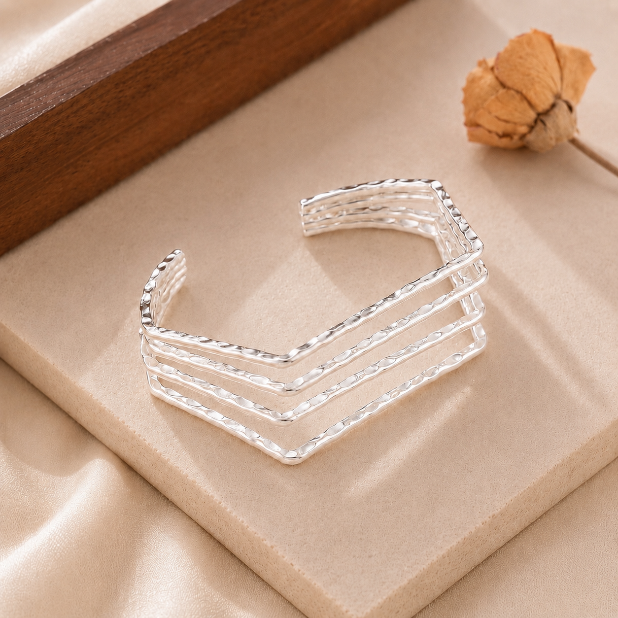 Silver Cascade Cuff Bangle