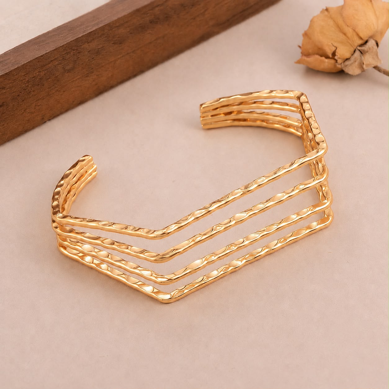 Golden Cascade Cuff Bangle