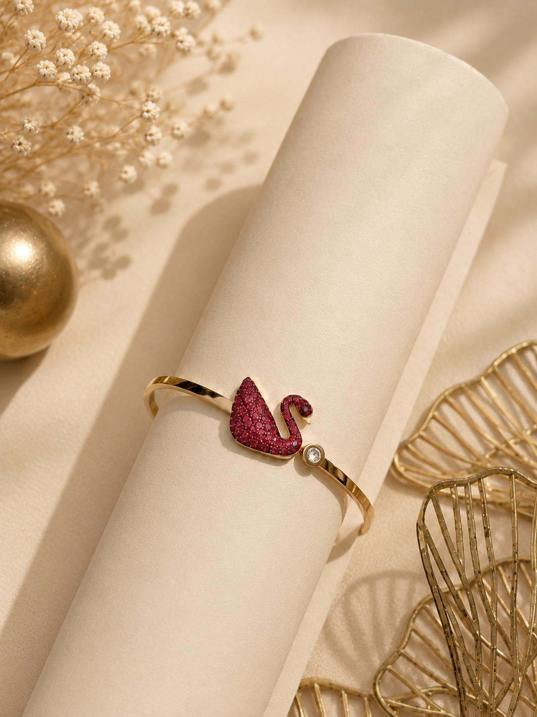 Ruby Swan Crystal Bangle