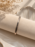 Rose Gold Dual-Tone Crystal Open Bangle