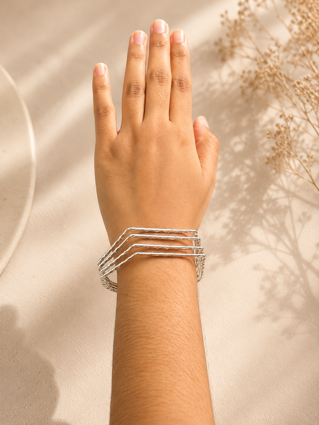 Silver Cascade Cuff Bangle