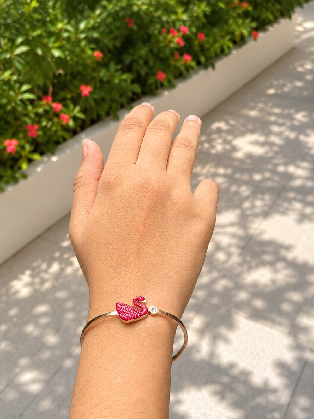 Ruby Swan Crystal Bangle