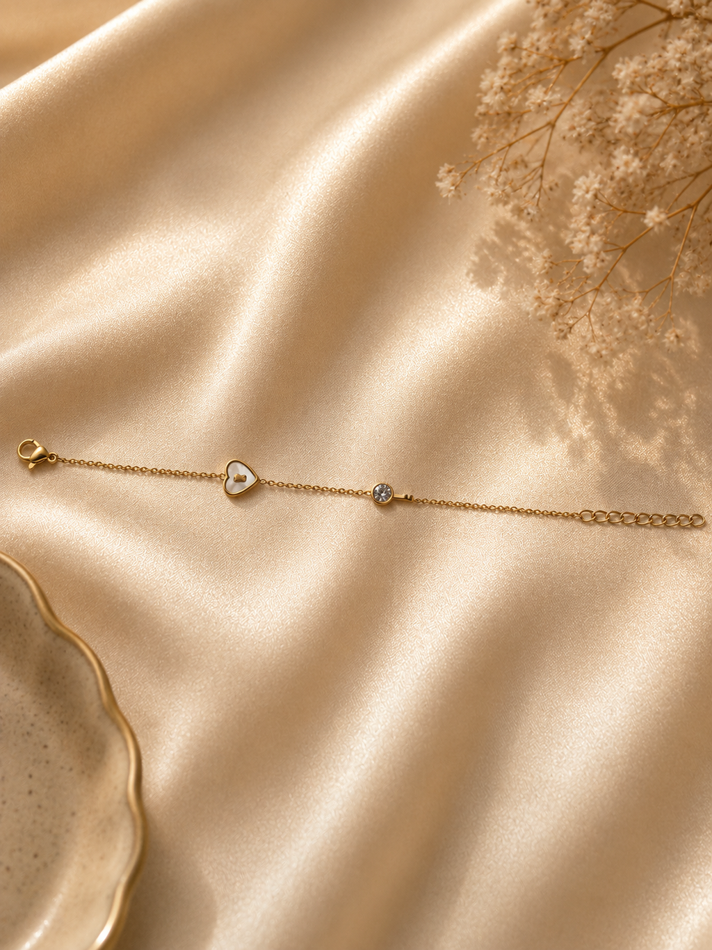 Golden Heart Crystal Bracelet
