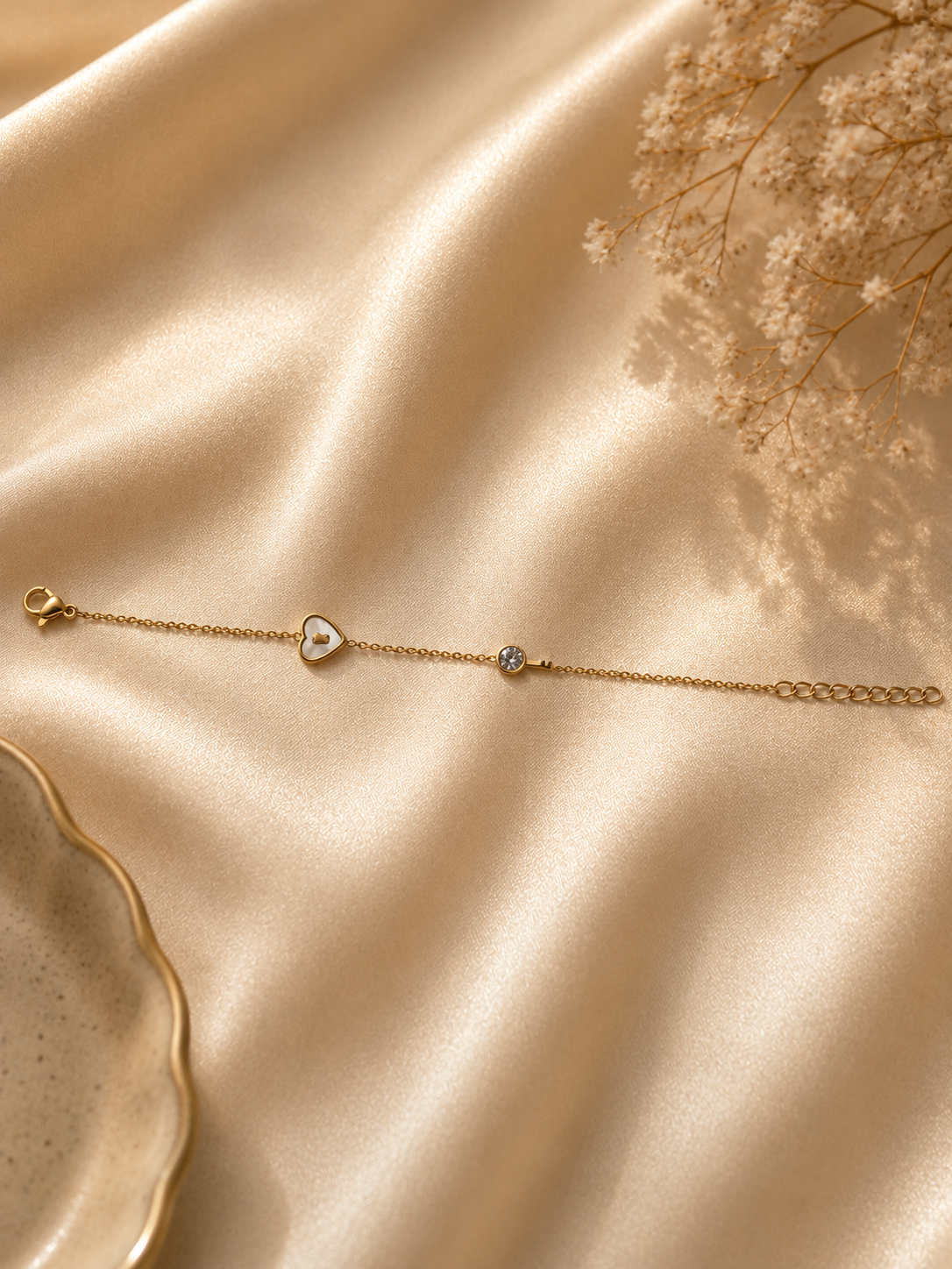 Golden Heart Crystal Bracelet