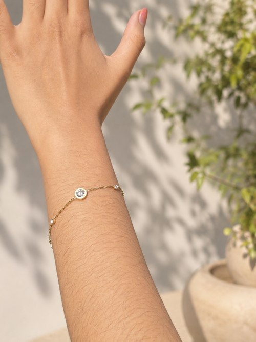 Celeste Crystal Station Bracelet – Gold