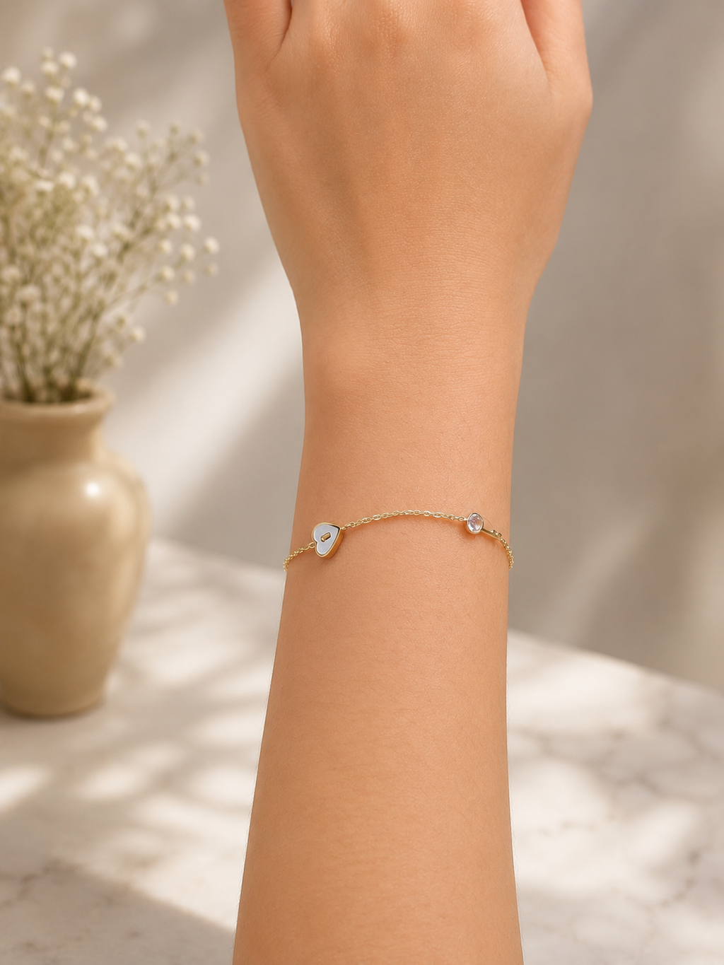 Golden Heart Crystal Bracelet