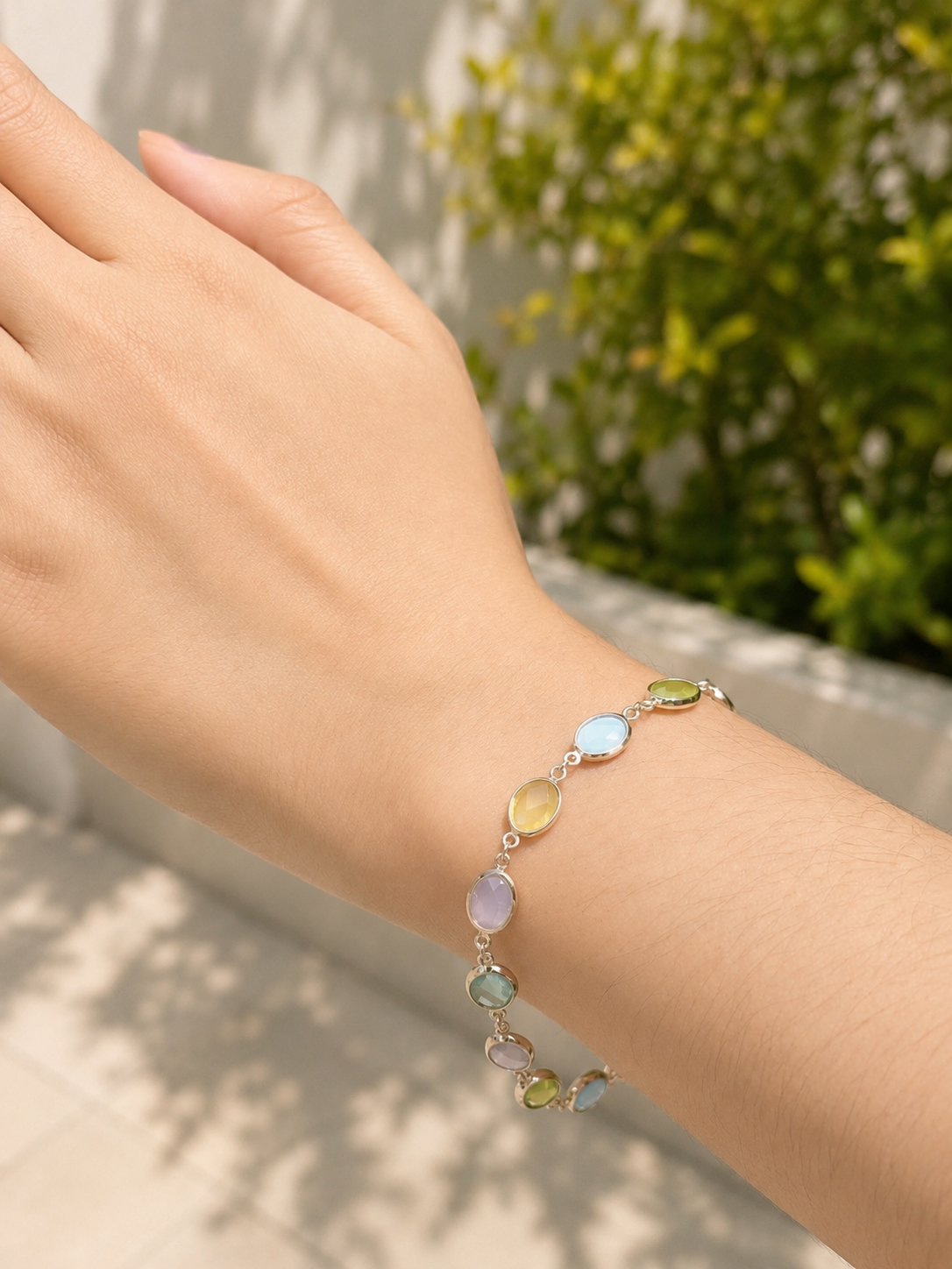 Pastel Gemstone Station Bracelet