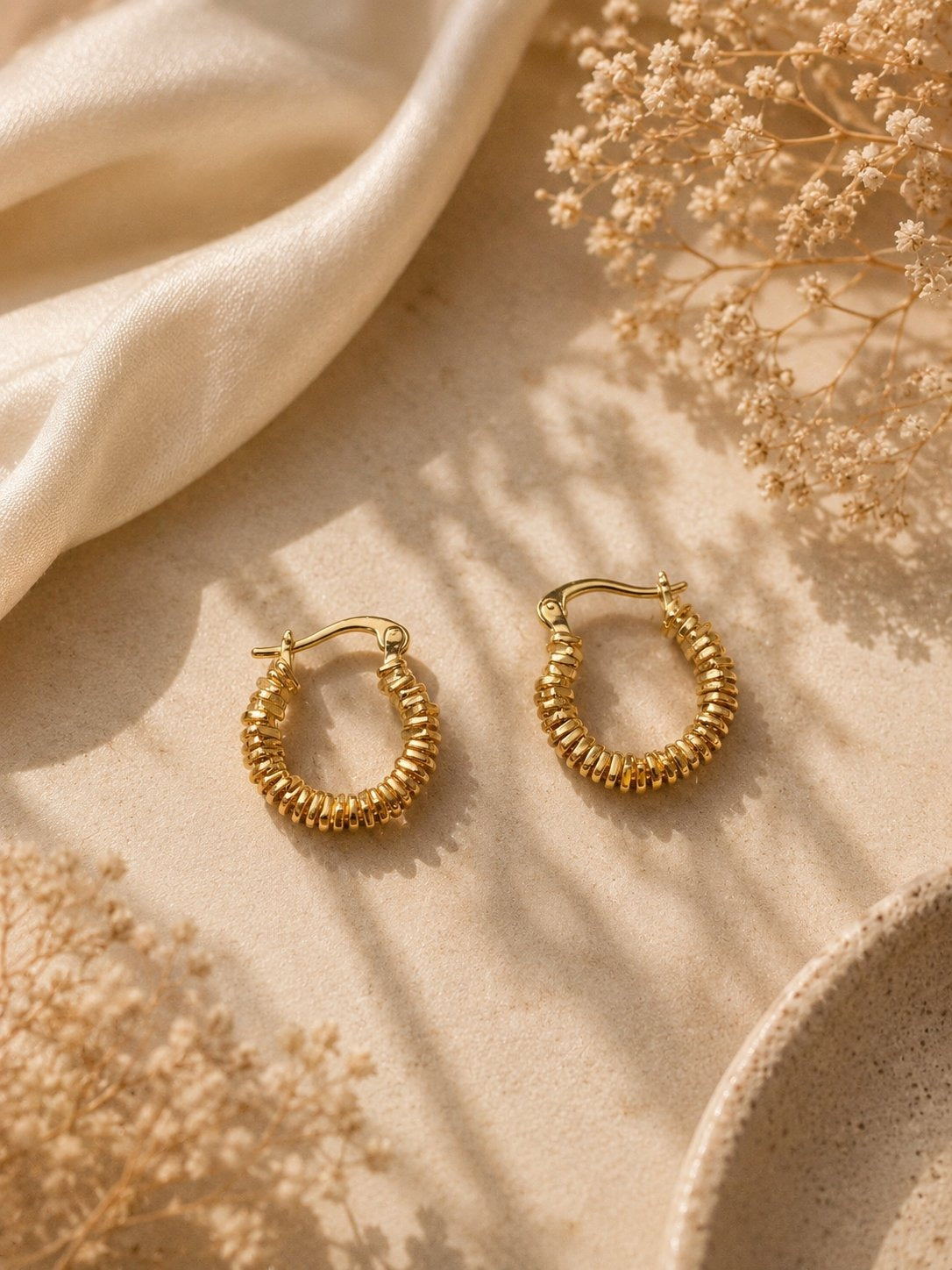 Gold Coil Hoop Earrings
