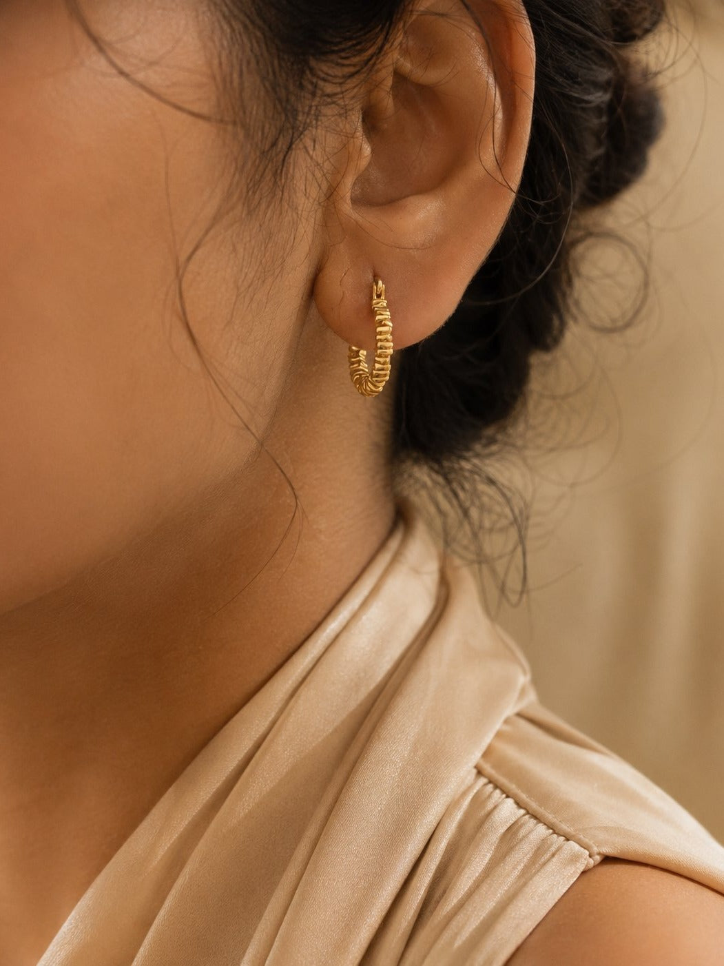 Gold Coil Hoop Earrings