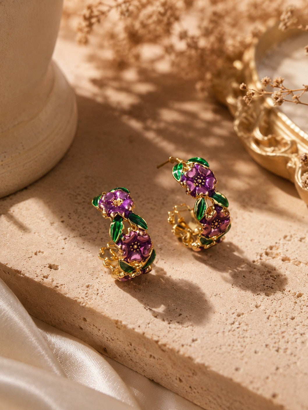 Floral Hoop Earrings