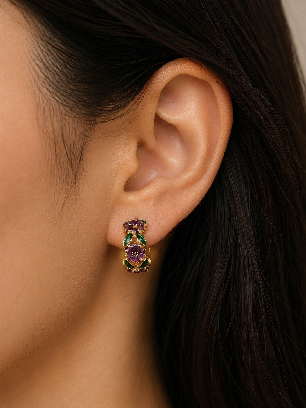 Floral Hoop Earrings