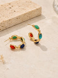 Multistone Hoop Earring