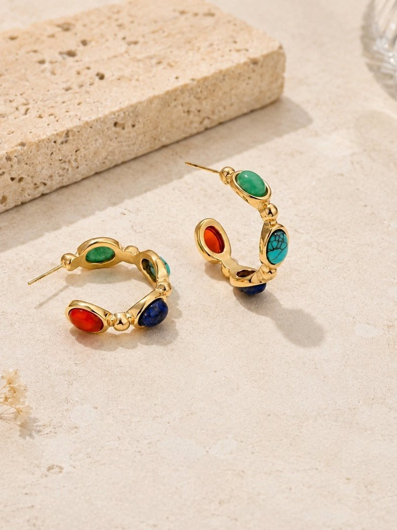 Multistone Hoop Earring