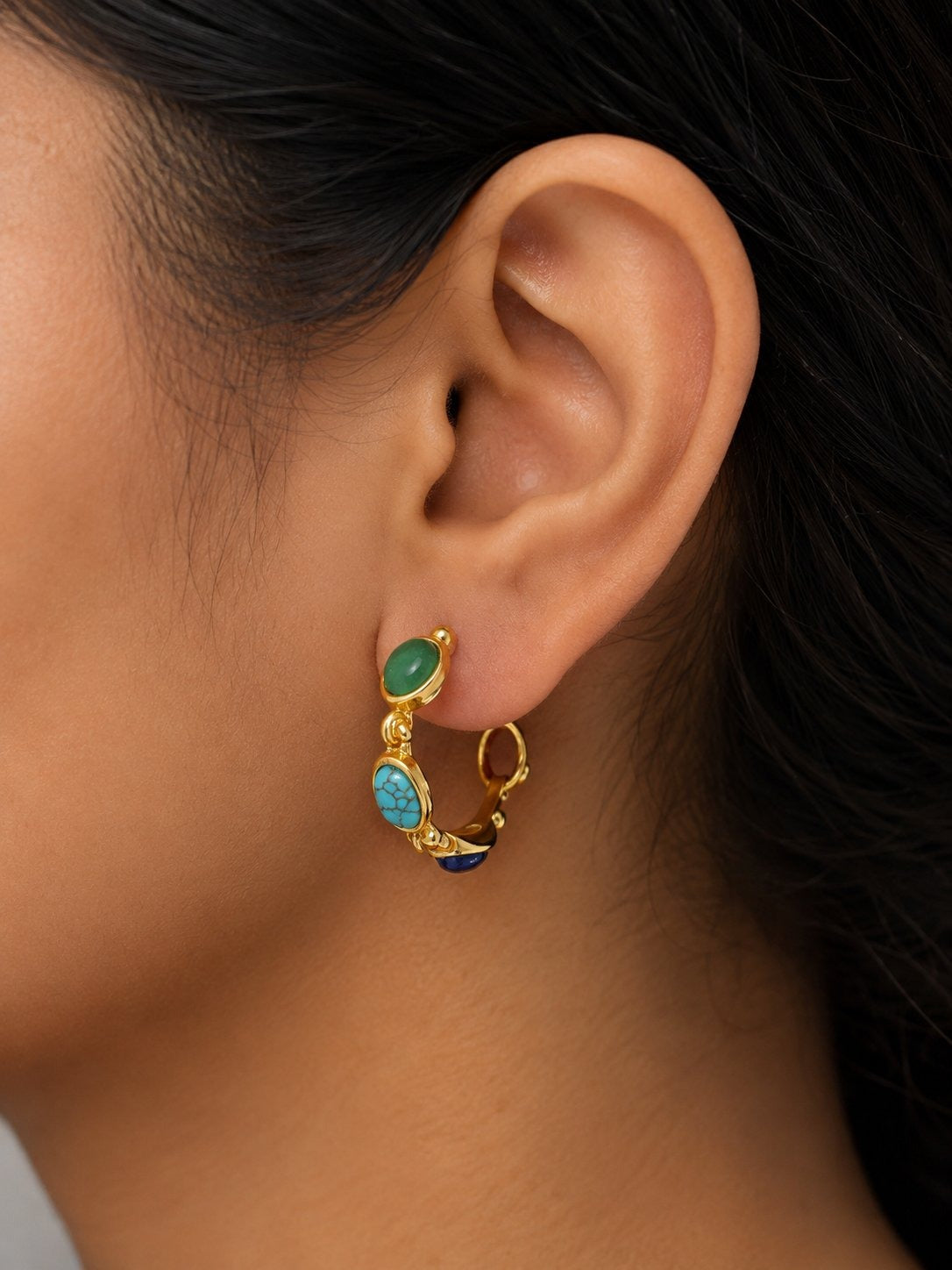 Multistone Hoop Earring