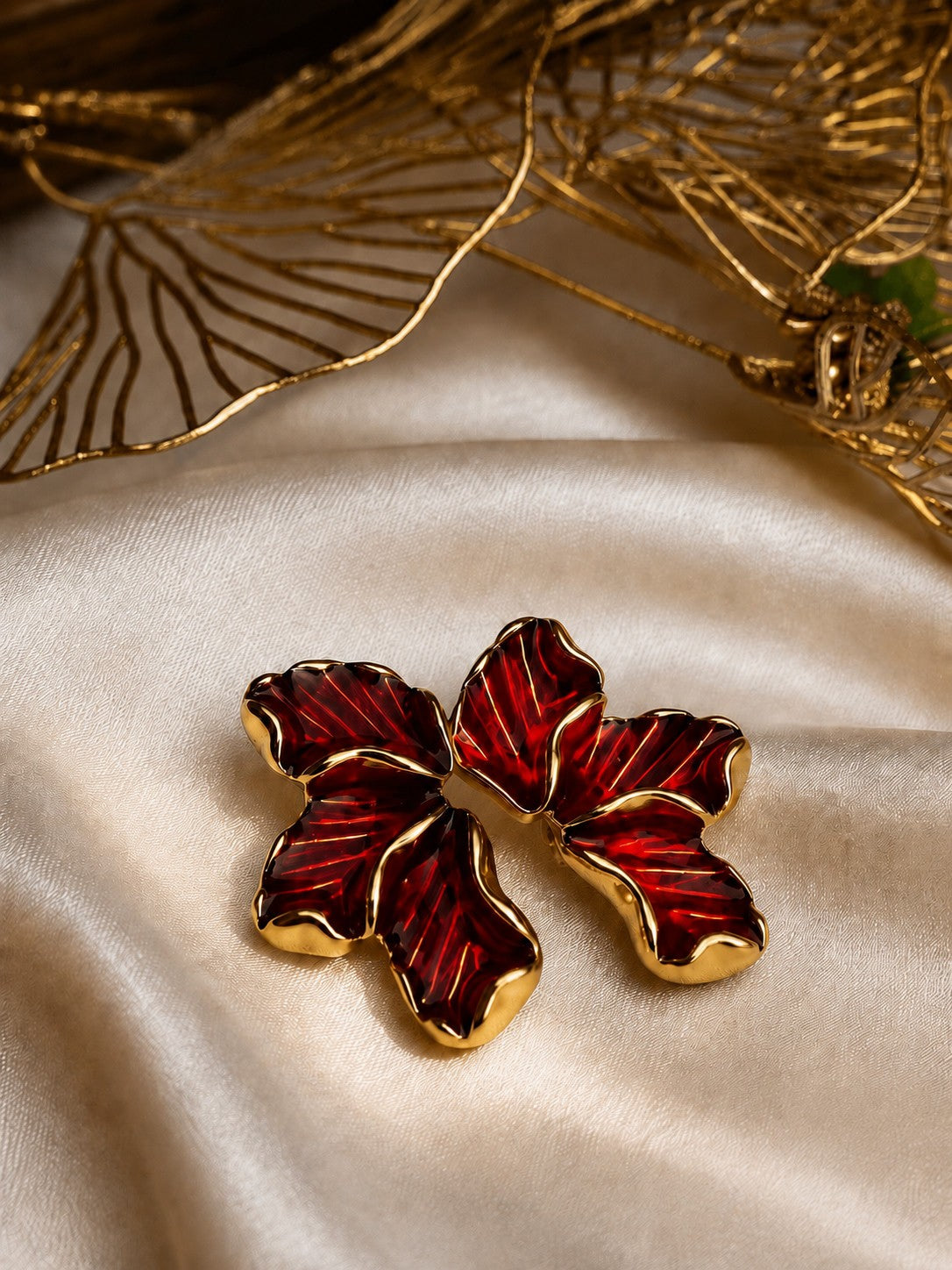 Ruby Petal Stud Earrings
