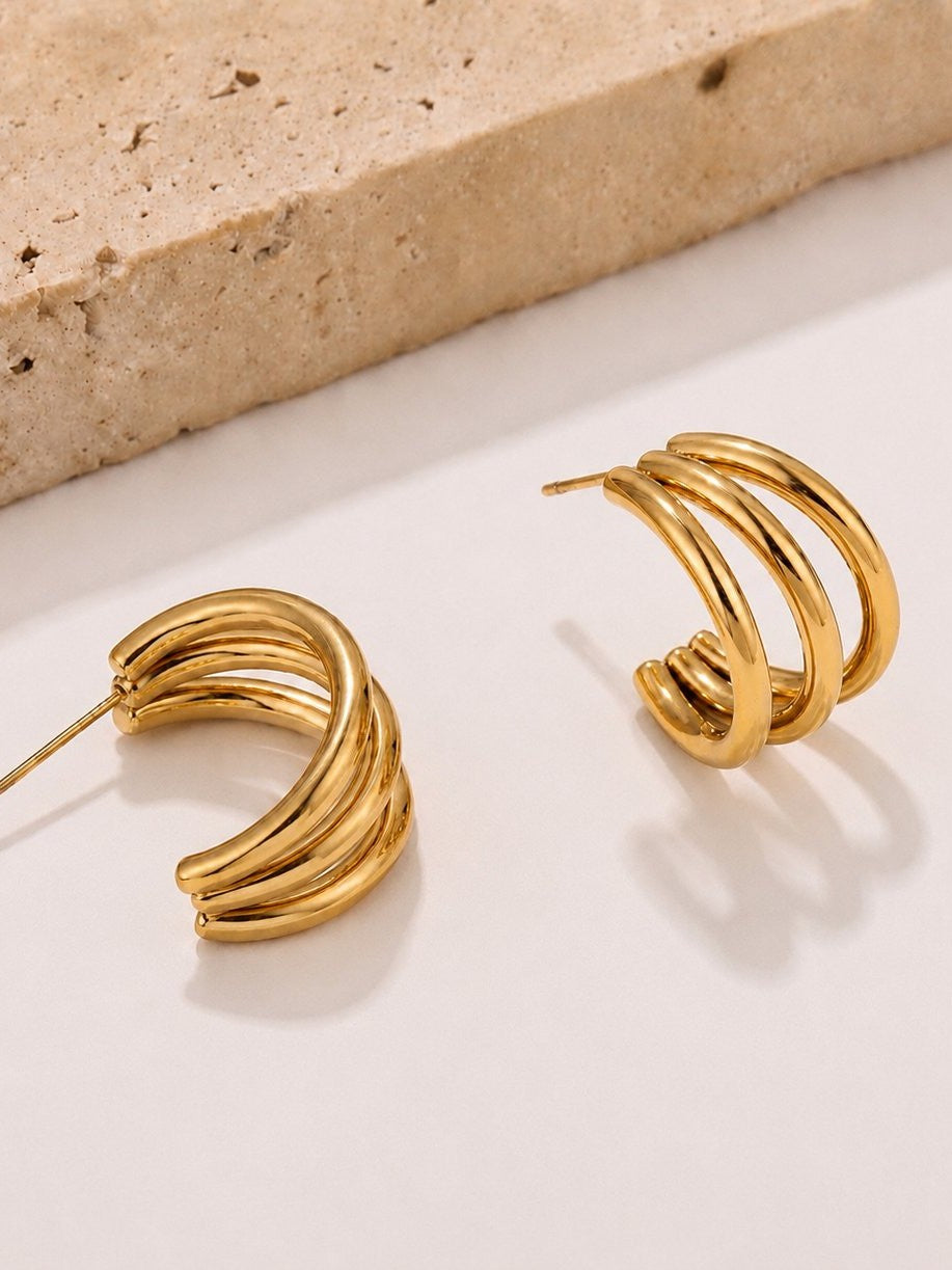 Chunky Triple Hoop Earrings