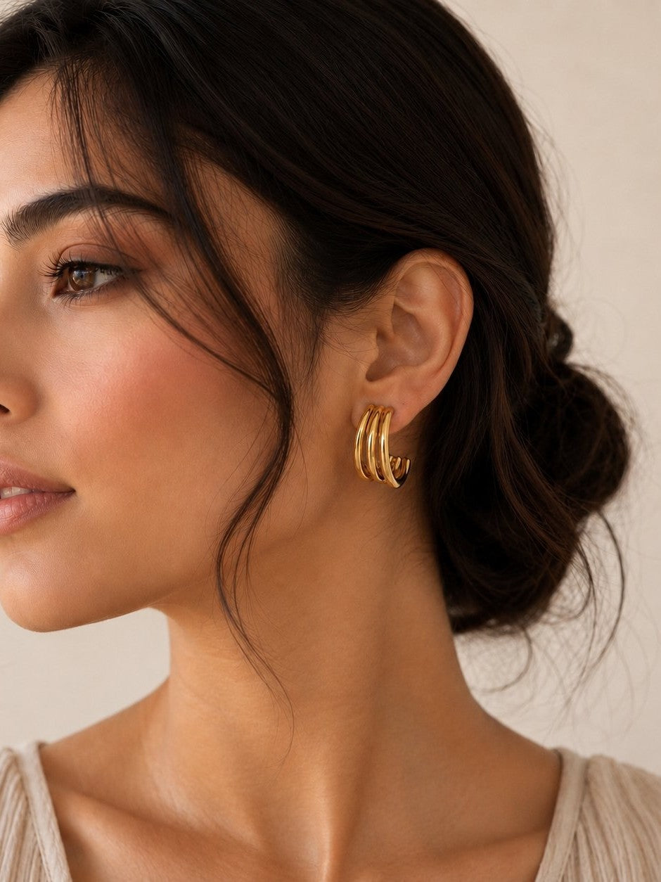 Chunky Triple Hoop Earrings