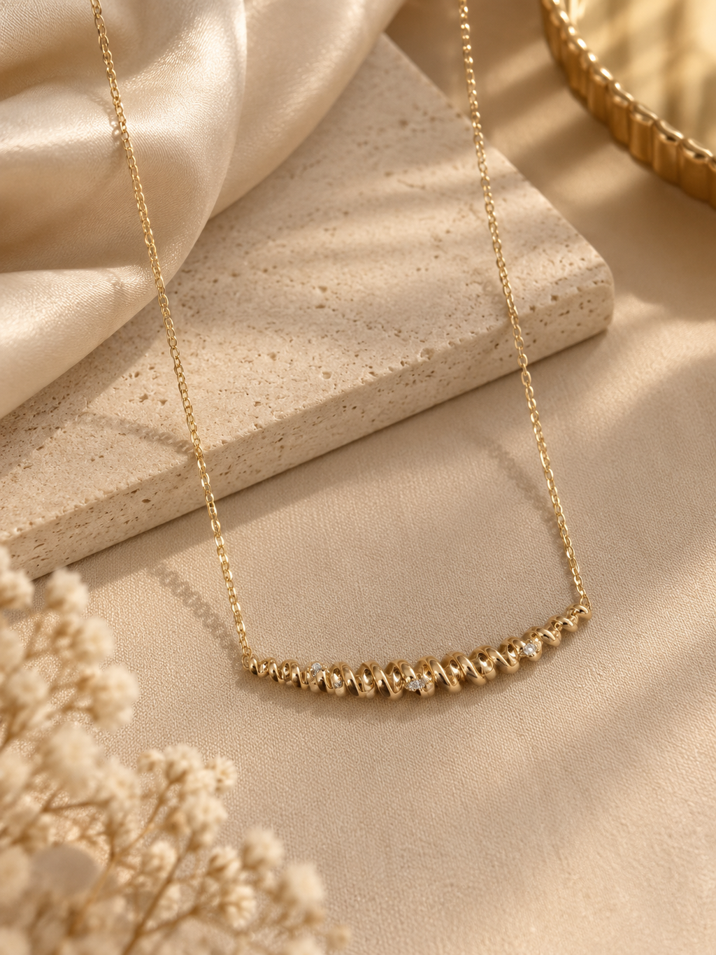 Spiral Bar Crystal Necklace