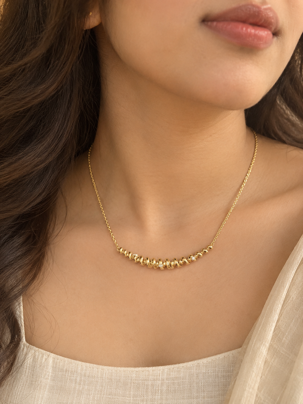 Spiral Bar Crystal Necklace