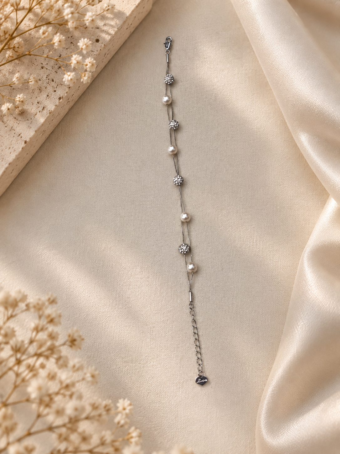 Pearl & Crystal Charm Bracelet