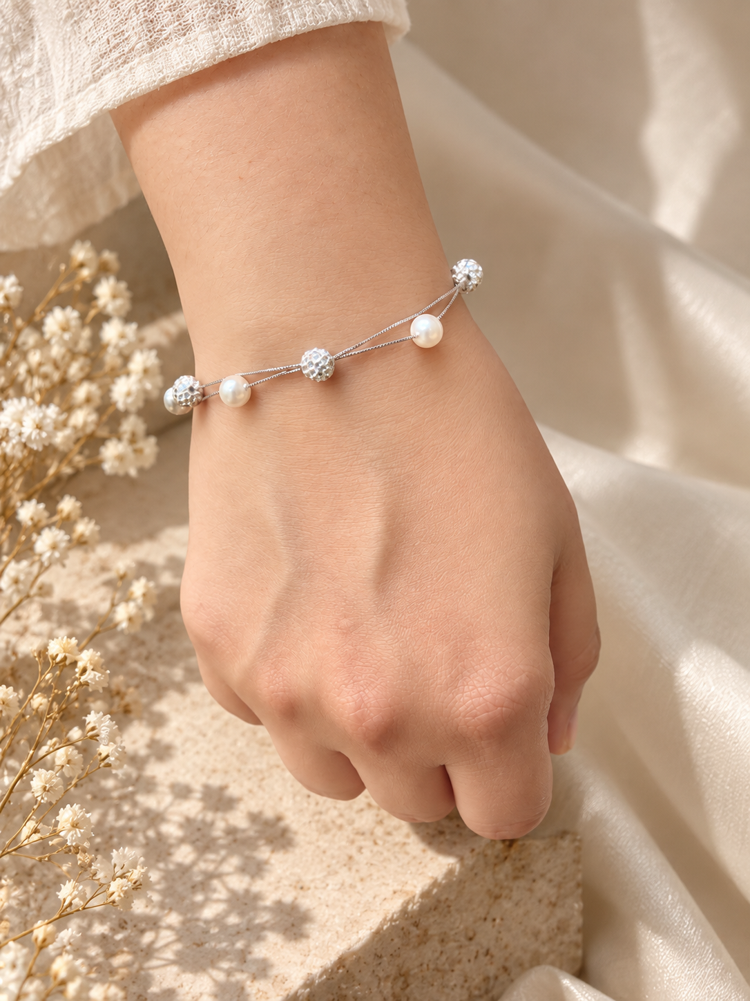 Pearl & Crystal Charm Bracelet