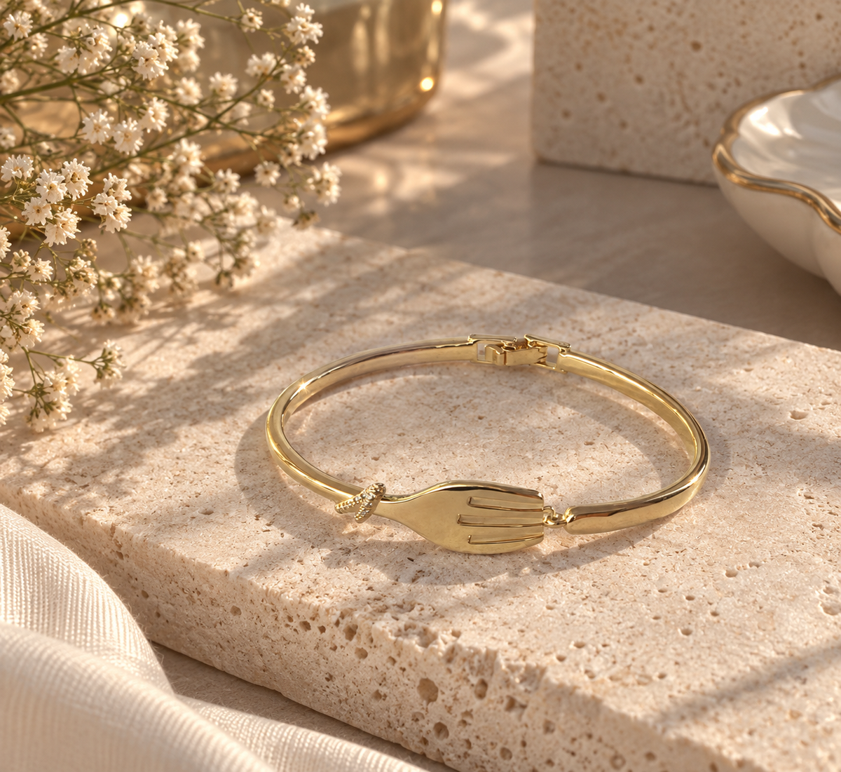 Golden Hand Embrace Bangle