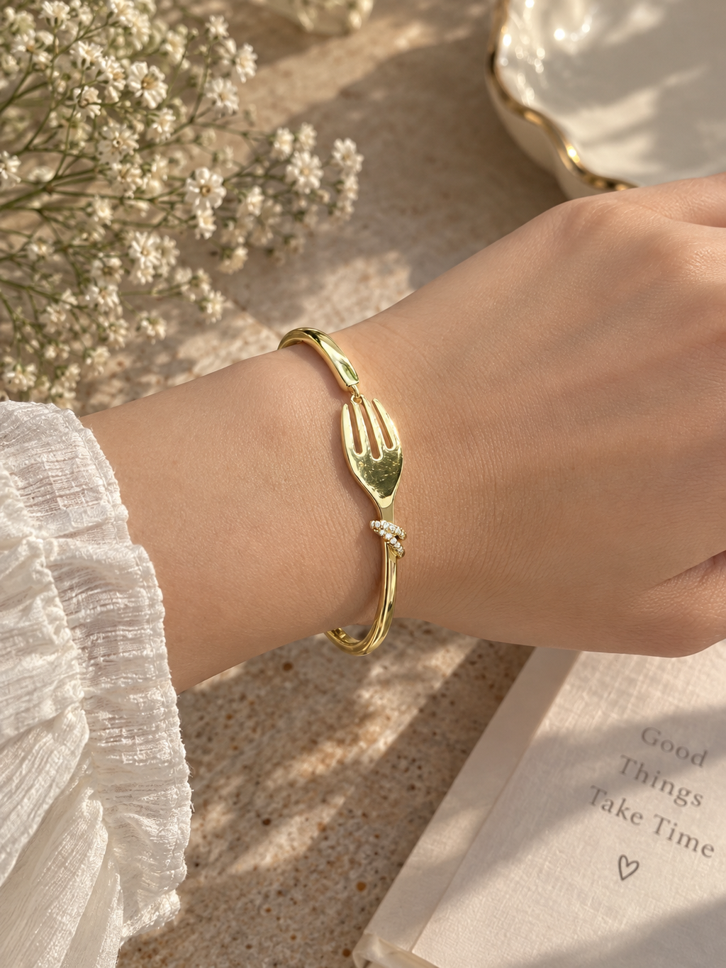 Golden Hand Embrace Bangle