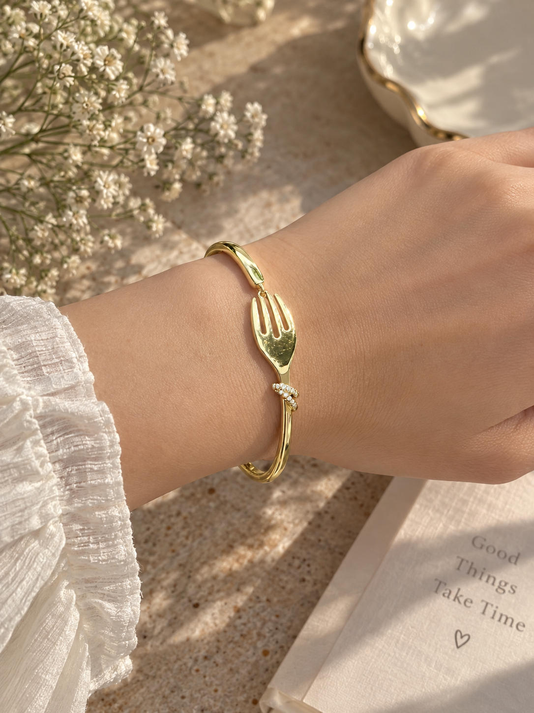 Golden Hand Embrace Bangle