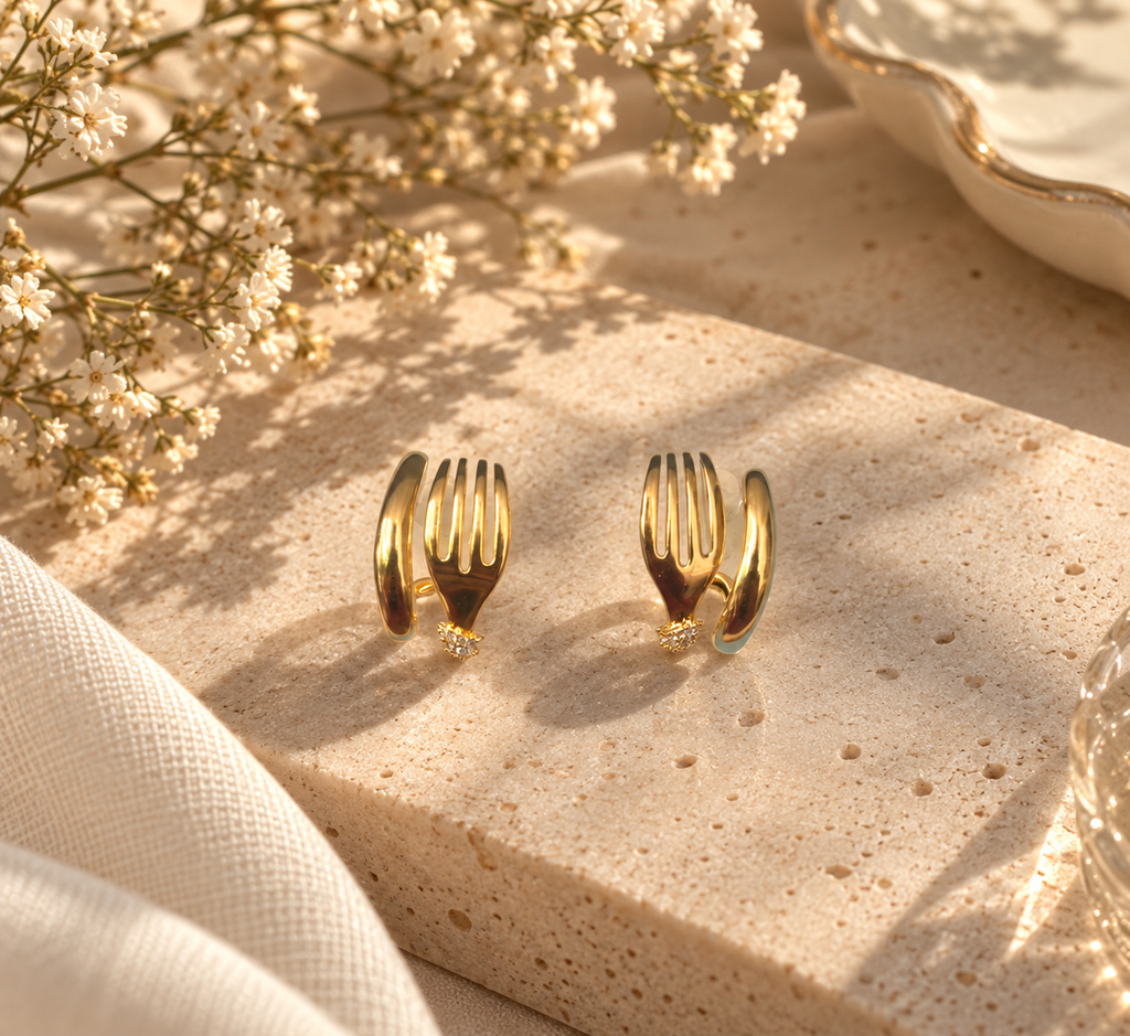 Sculpted Hand Crystal Stud Earrings