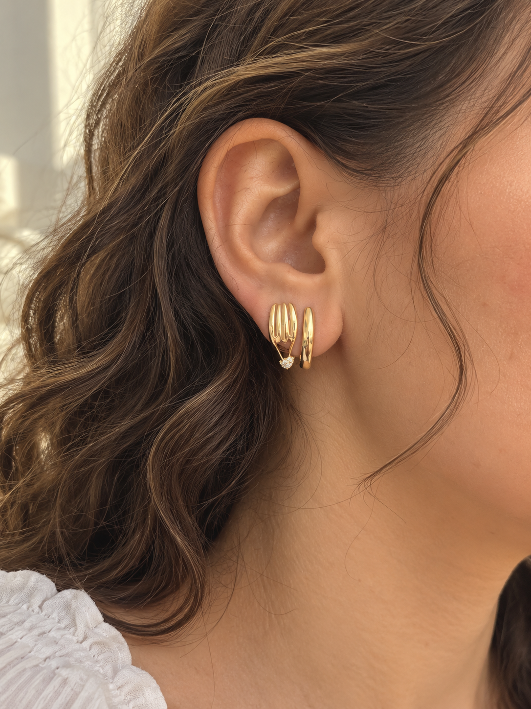 Sculpted Hand Crystal Stud Earrings