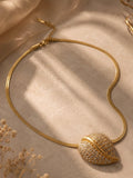 Crystal Leaf Pendant Necklace