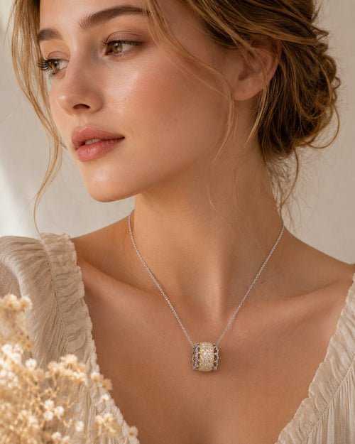 Crystal Filigree Barrel Pendant