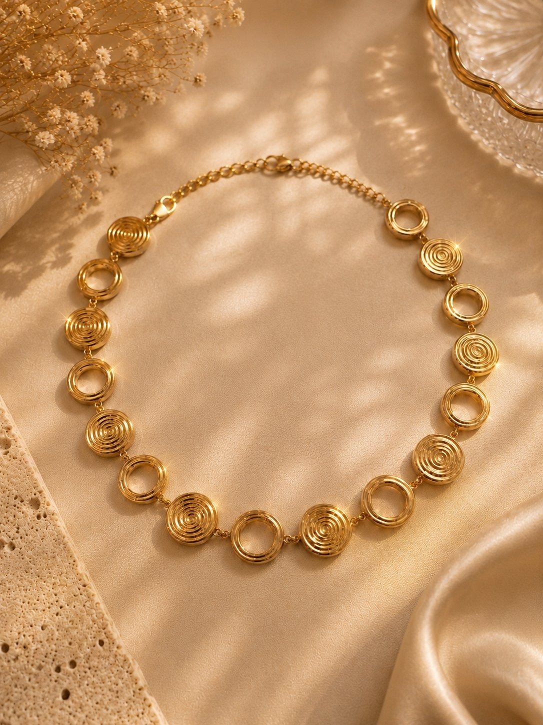 Gold Spiral Circle Necklace