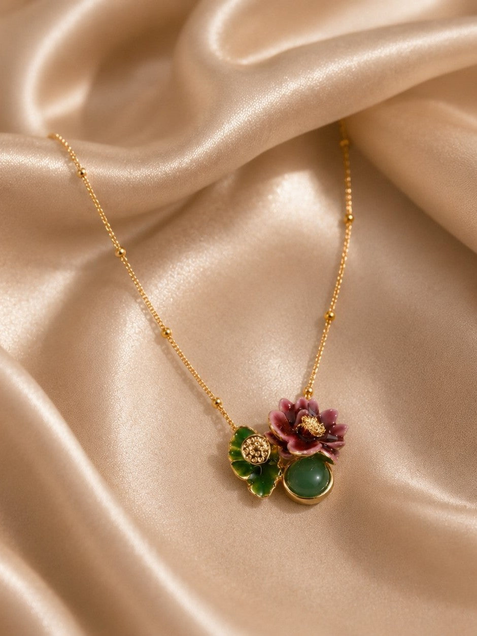 Lotus & Jade Pendant