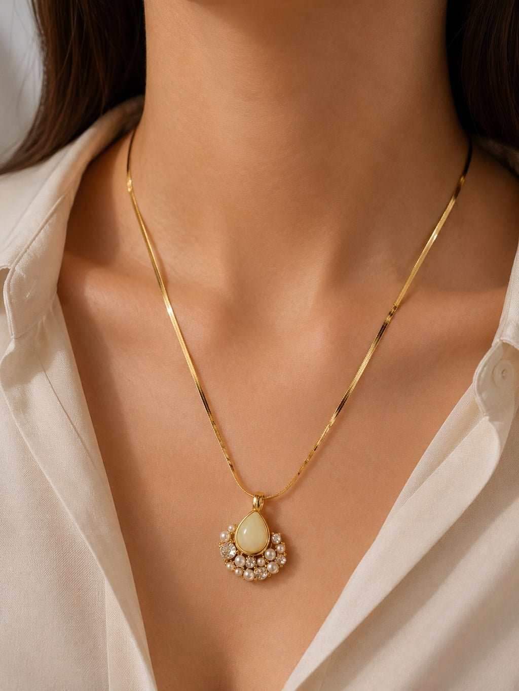Opal Pearl Teardrop Pendant