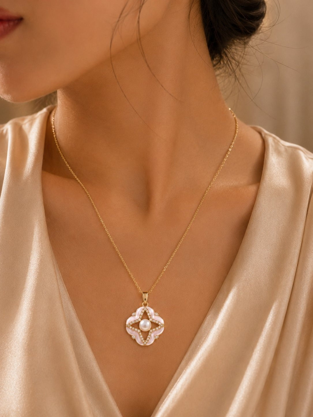 Pearl Quatrefoil Pendant