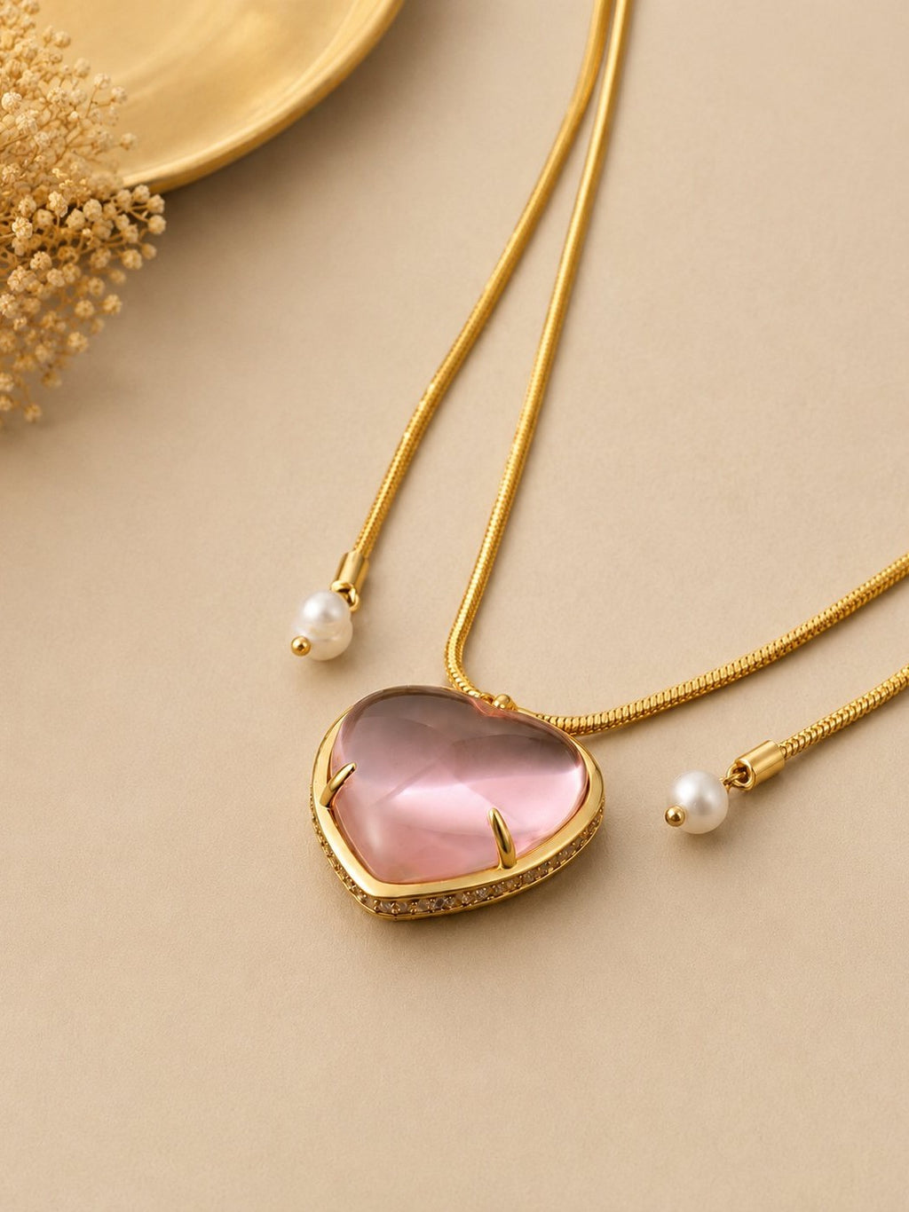 Pink Heart Crystal Pendant